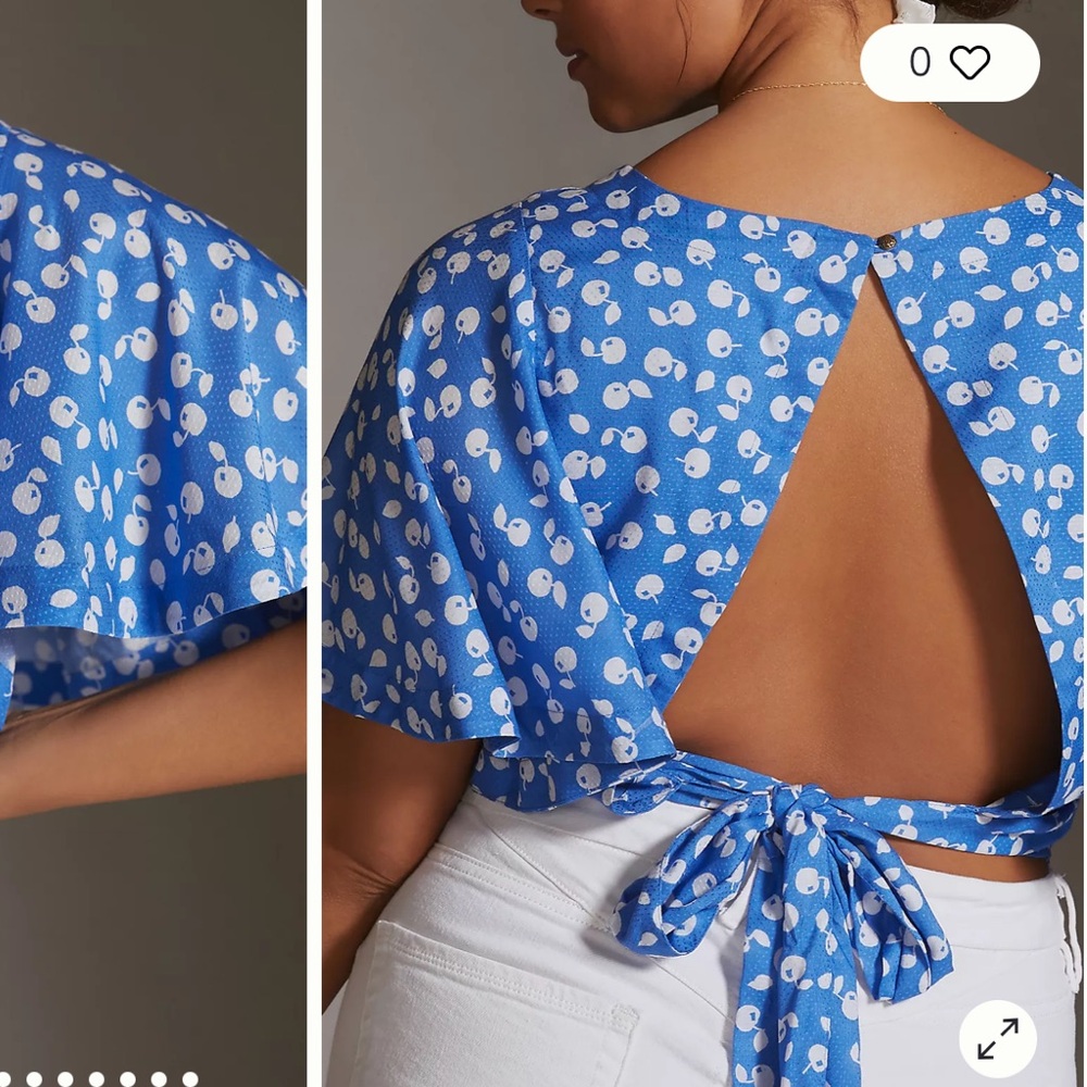 Anthropologie Maeve Square-Neck Crop Top Blue Blouse Top Size 2X NWT - Picture 3 of 13